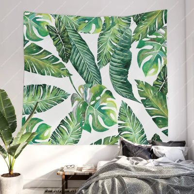 Jungle Leaves Banana Monstera Wall Tapestry [Used]