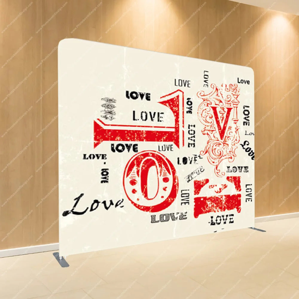 Love Typography Collage Red - Pillow Cover Backdrop