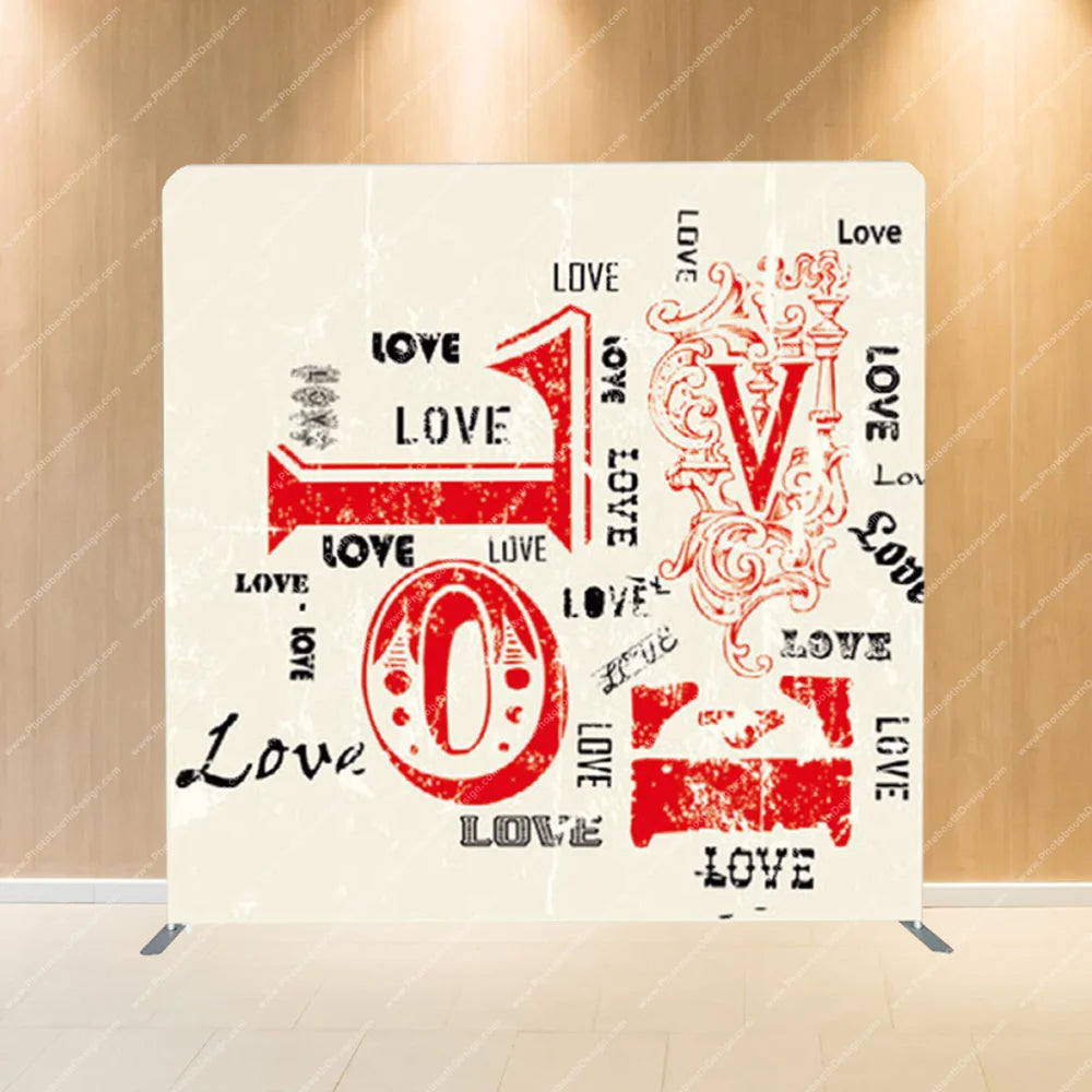 Love Typography Collage Red - Pillow Cover Backdrop