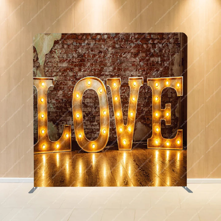 Marquee LOVE Lights on Brick - Pillow Cover Backdrop