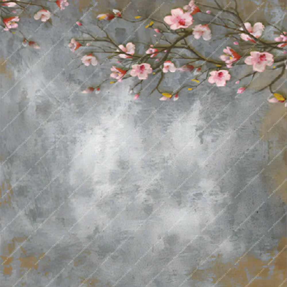 Misty Gray with Cherry Blossoms – Pillow Cover Backdrop