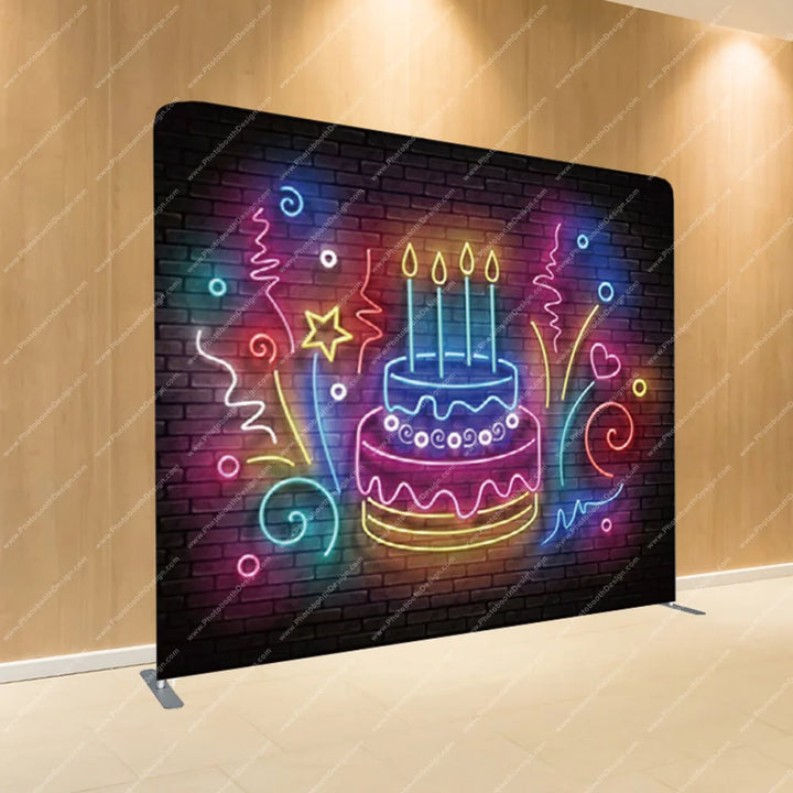 Neon Birthday Cake Glow – Pillow Cover Backdrop