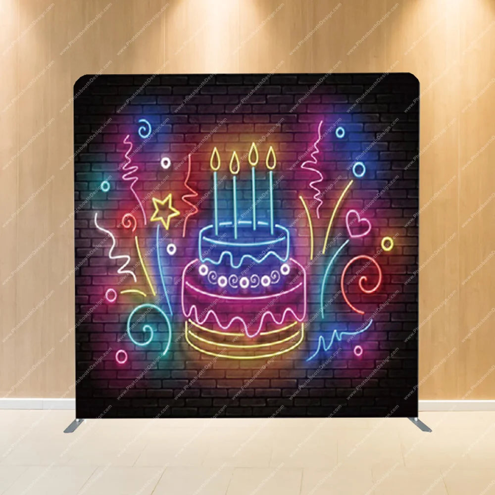 Neon Birthday Cake Glow – Pillow Cover Backdrop