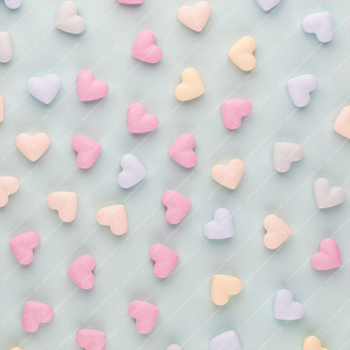 Pastel Candy Hearts - Pillow Cover Backdrop Backdrops
