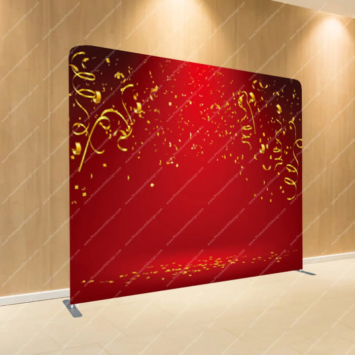 Ruby Red Gold Streamers - Pillow Cover Backdrop Backdrops