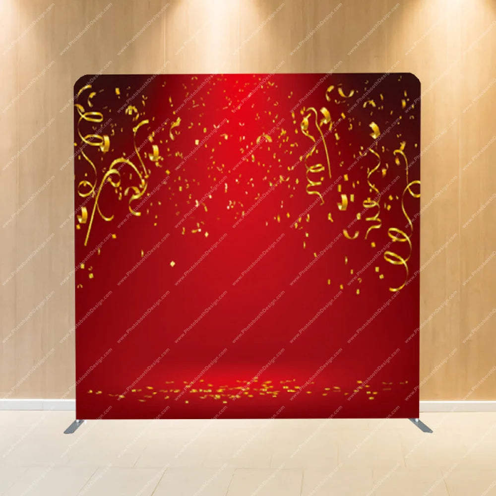 Ruby Red Gold Streamers - Pillow Cover Backdrop Backdrops