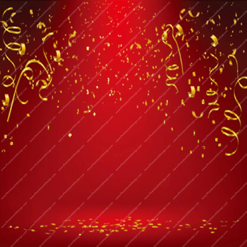 Ruby Red Gold Streamers - Pillow Cover Backdrop Backdrops
