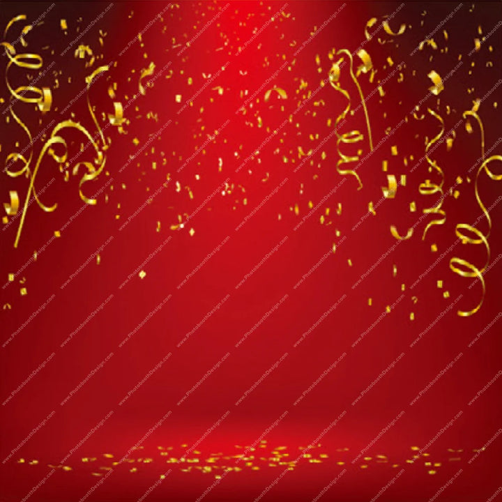 Ruby Red Gold Streamers - Pillow Cover Backdrop Backdrops