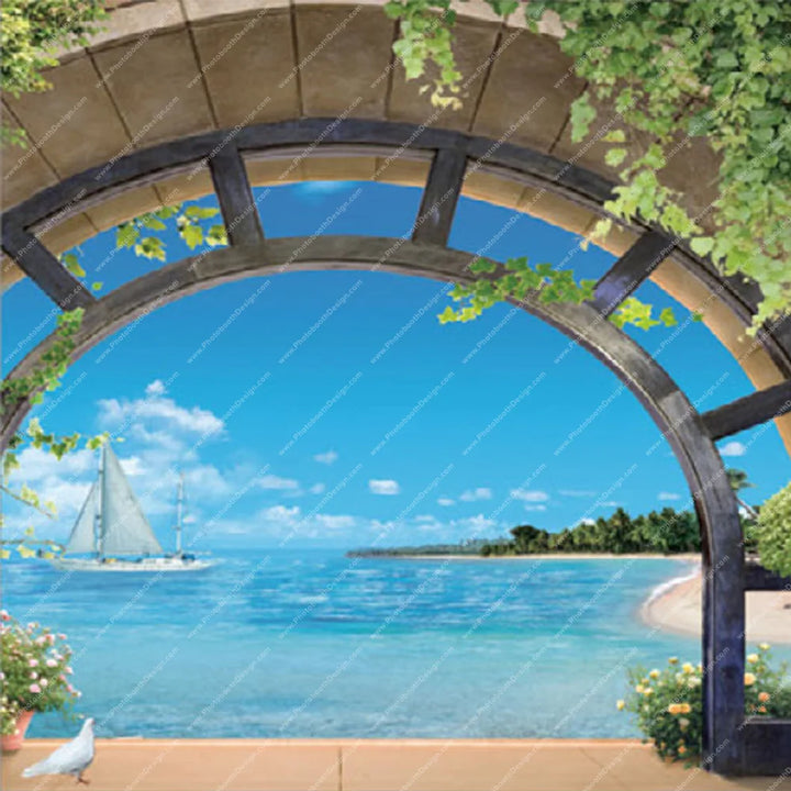 Seaside Archway View – Pillow Cover Backdrop