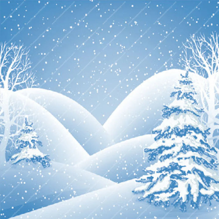 Snowy Heart Hills – Pillow Cover Backdrop