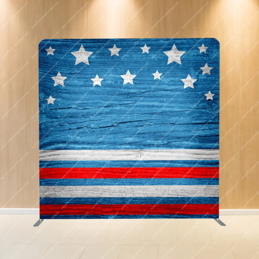 Stars & Stripes On Wood - Pillow Cover Backdrop Backdrops