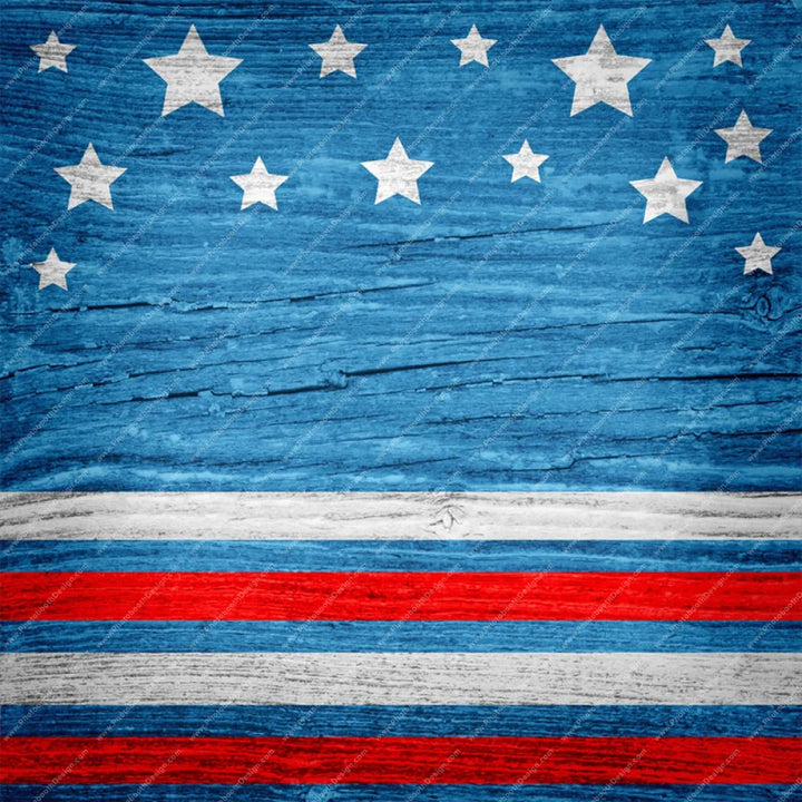 Stars & Stripes On Wood - Pillow Cover Backdrop Backdrops