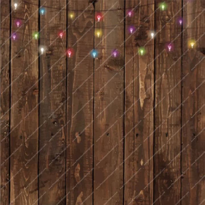 String Lights on Dark Wood – Pillow Cover Backdrop