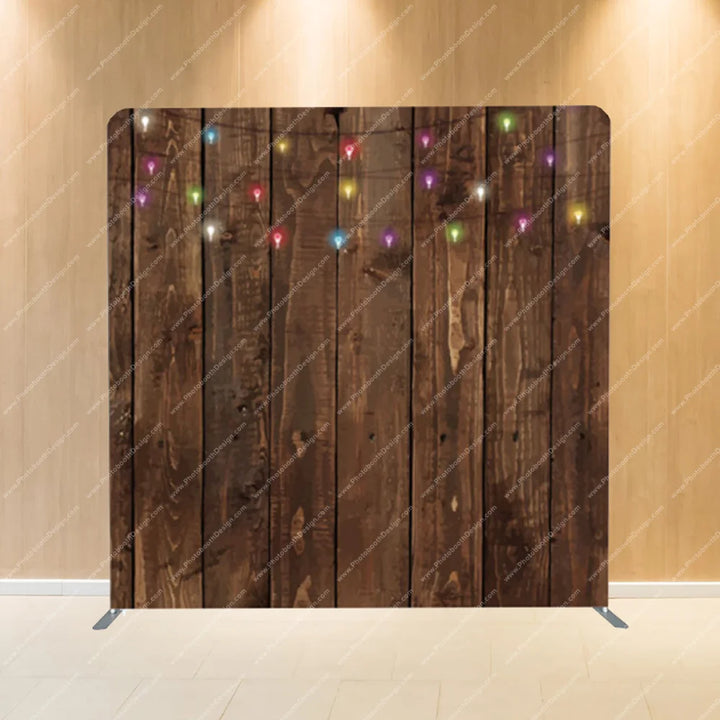 String Lights on Dark Wood – Pillow Cover Backdrop