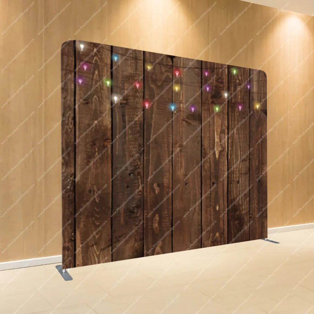 String Lights on Dark Wood – Pillow Cover Backdrop