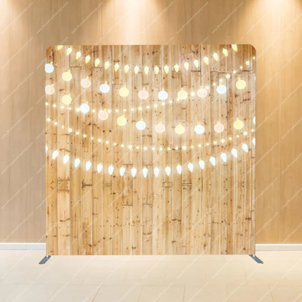 String Lights on Light Wood – Pillow Cover Backdrop