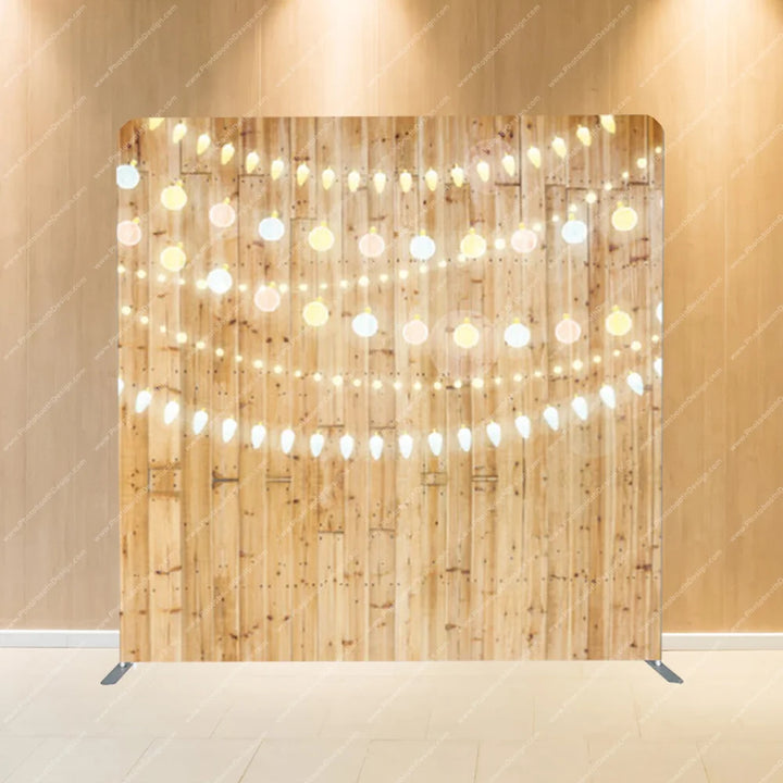 String Lights on Light Wood – Pillow Cover Backdrop
