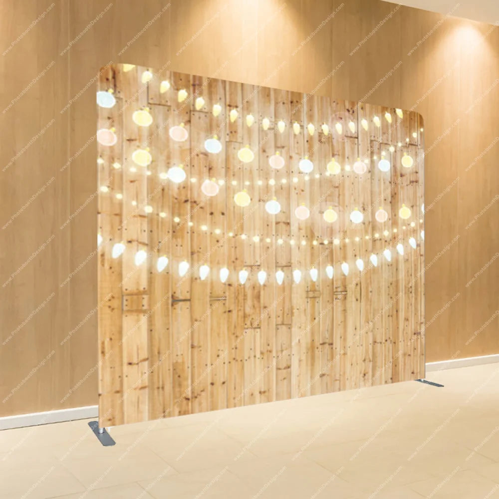 String Lights on Light Wood – Pillow Cover Backdrop