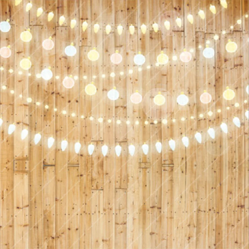 String Lights on Light Wood – Pillow Cover Backdrop