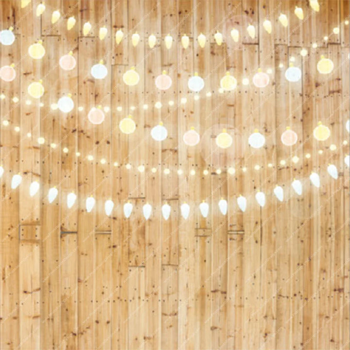 String Lights on Light Wood – Pillow Cover Backdrop