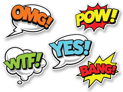Super Hero Word Bubbles Props