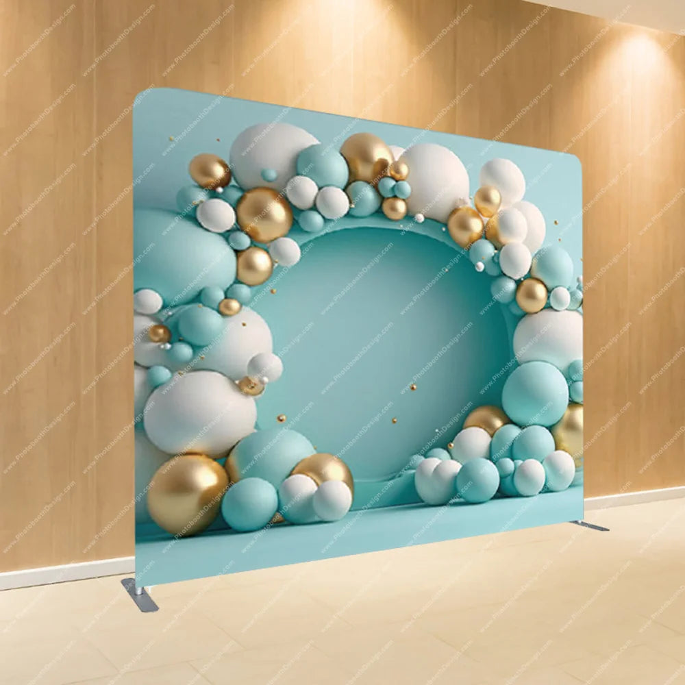 Teal Balloon Wreath – Pillow Cover Backdrop