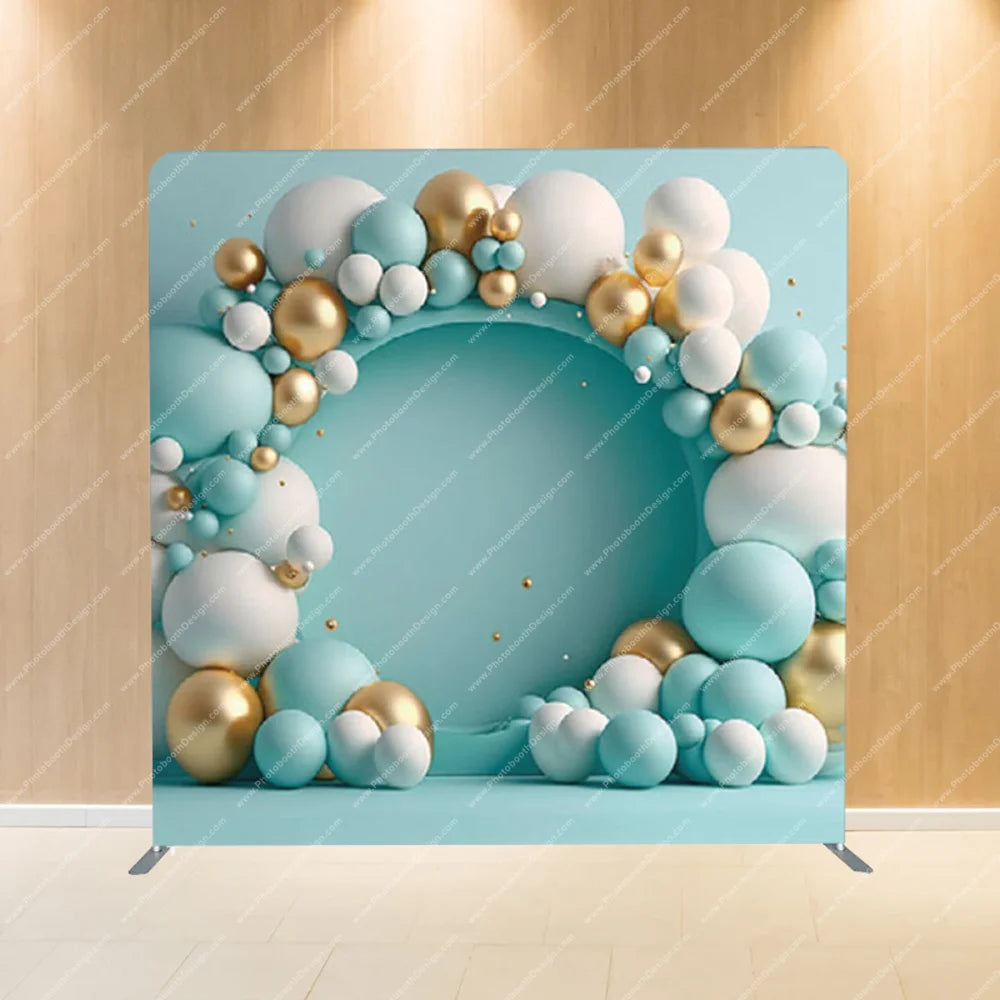Teal Balloon Wreath – Pillow Cover Backdrop