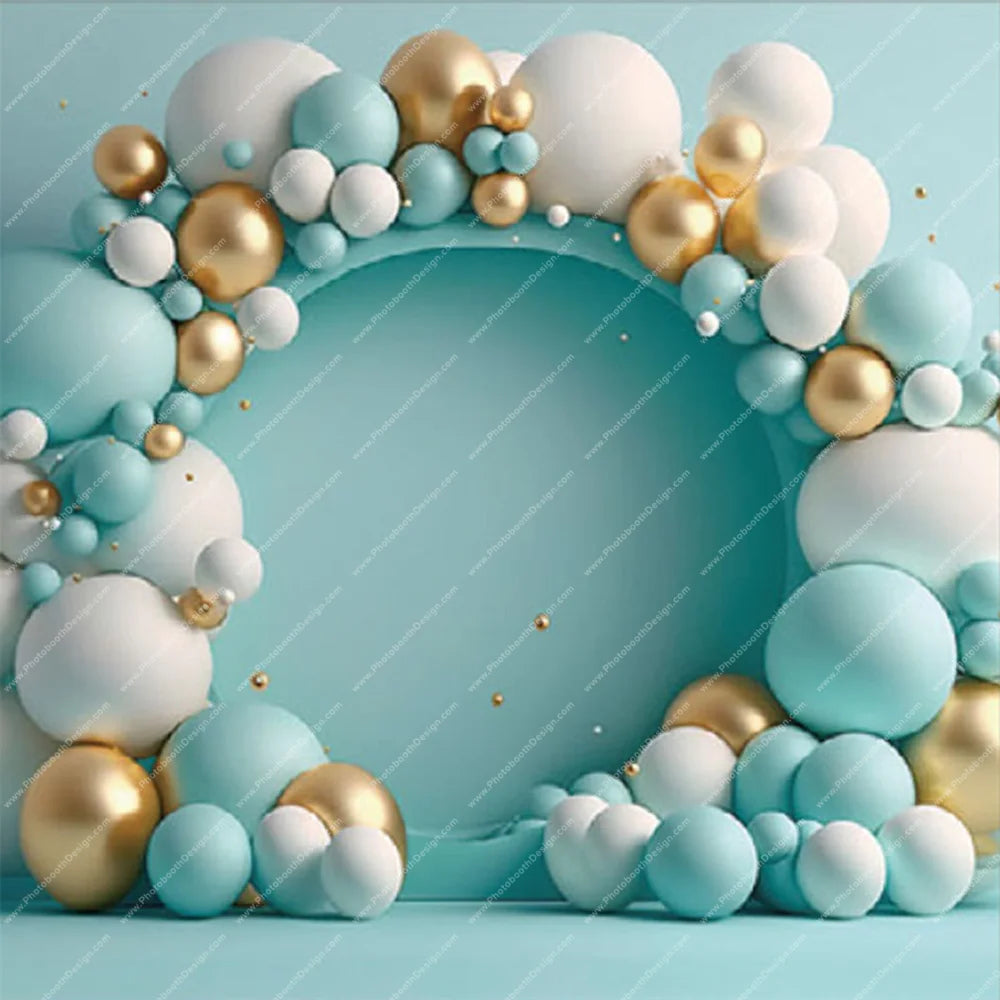 Teal Balloon Wreath – Pillow Cover Backdrop