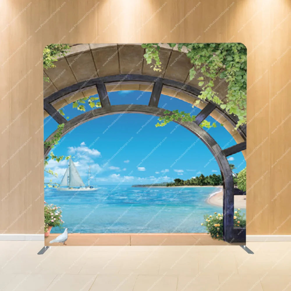 Tropical Beach Gateway - Pillow Cover Backdrop Backdrops