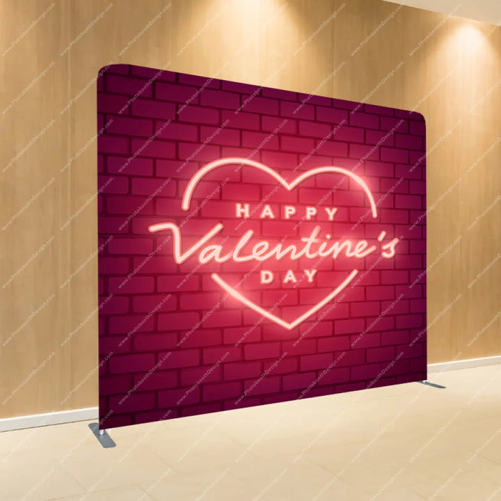 Valentines Day Brick Wall Neon Light - Pillow Cover Backdrop Backdrops
