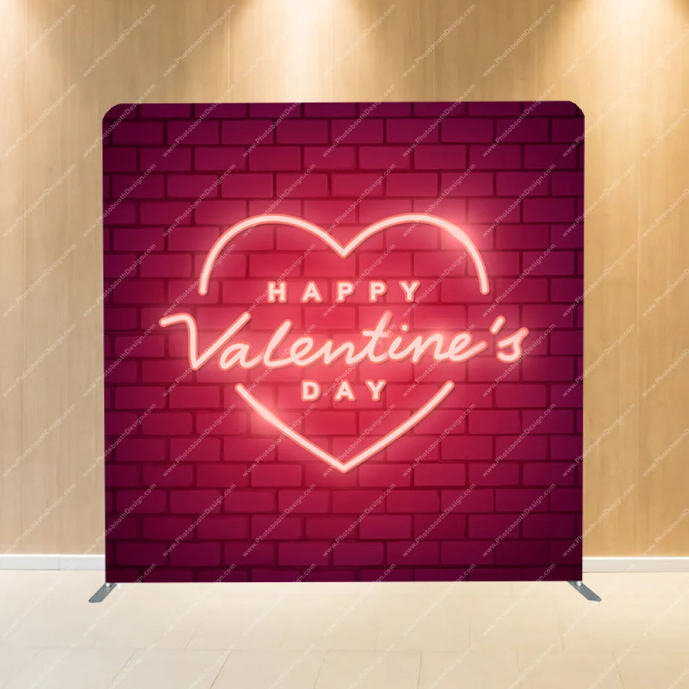 Valentines Day Brick Wall Neon Light - Pillow Cover Backdrop Backdrops
