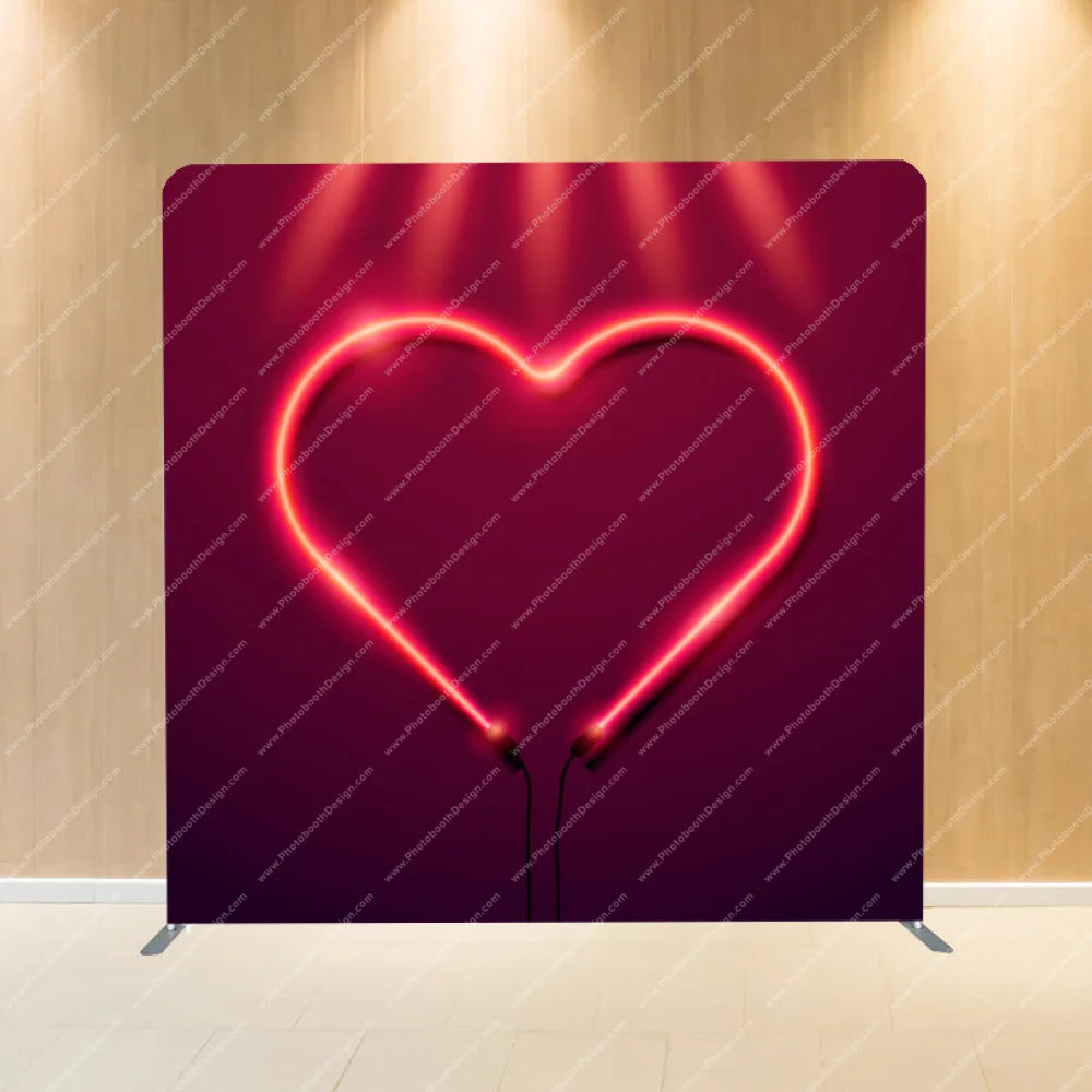 Valentines Day Neon Heart Light - Pillow Cover Backdrop Backdrops