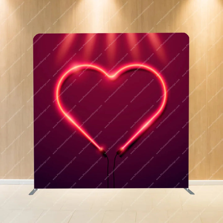 Valentines Day Neon Heart Light - Pillow Cover Backdrop Backdrops