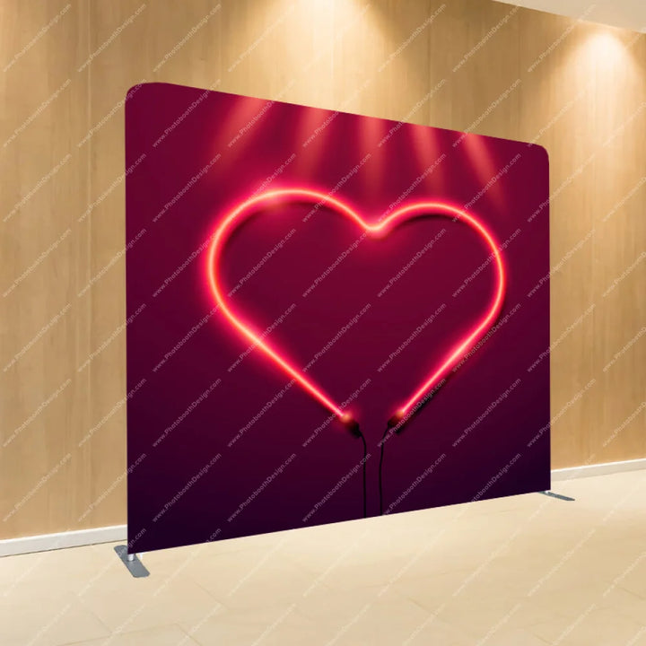Valentines Day Neon Heart Light - Pillow Cover Backdrop Backdrops
