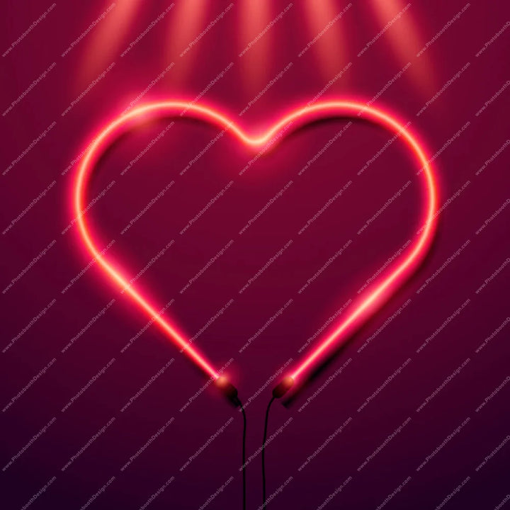 Valentines Day Neon Heart Light - Pillow Cover Backdrop Backdrops