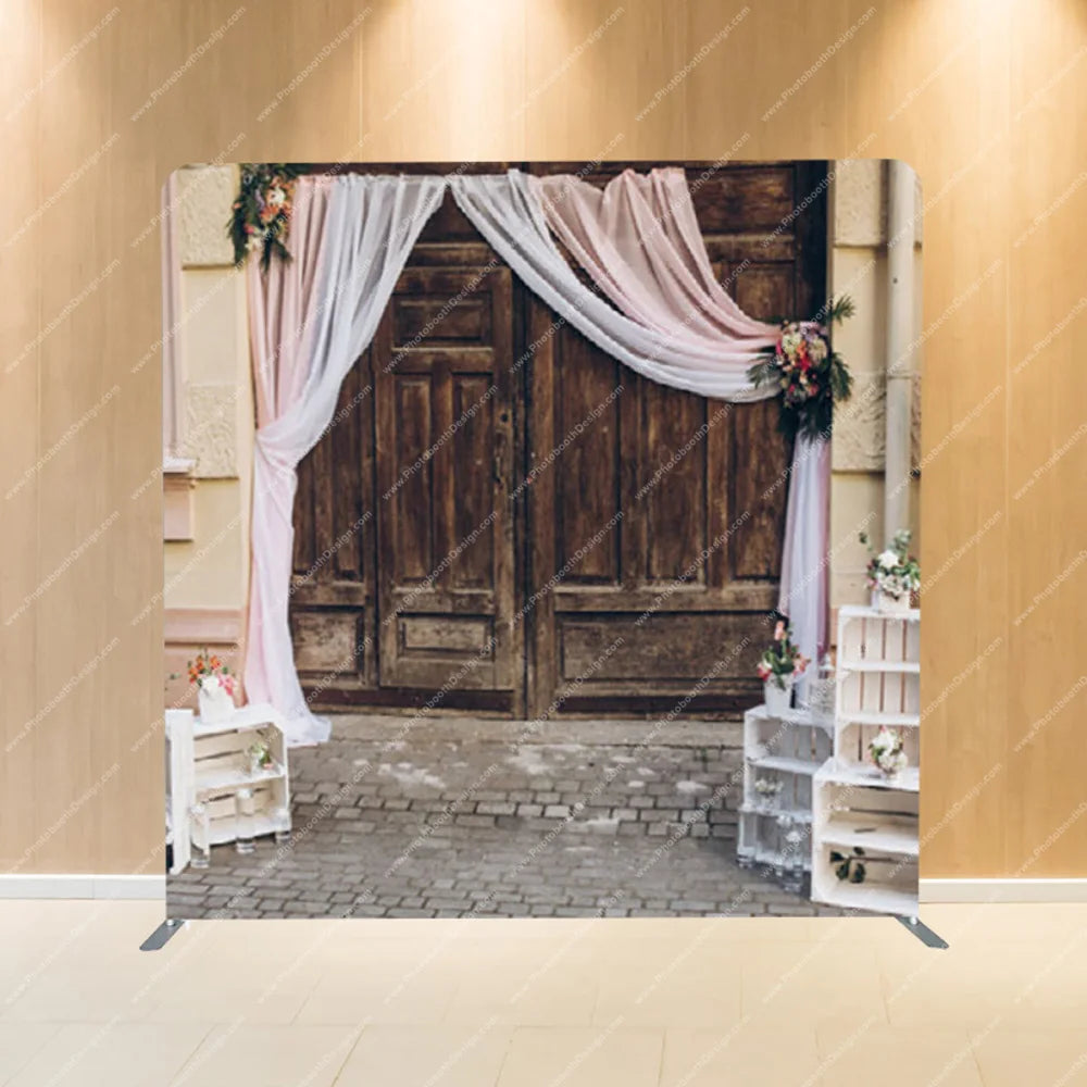 Vintage Barn Doors with Drape – Pillow Cover Backdrop