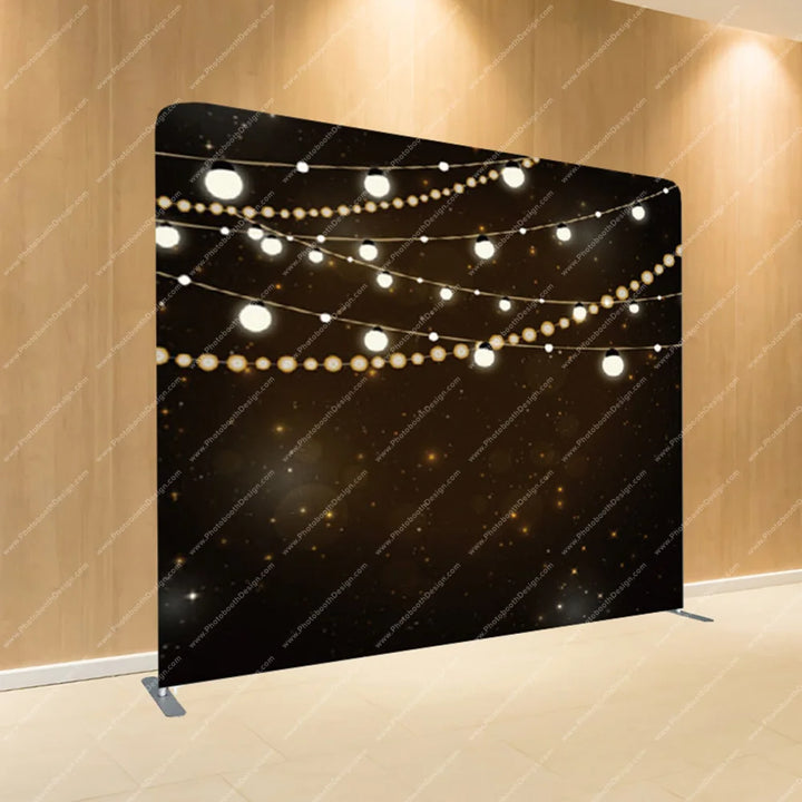 Warm String Lights on Black – Pillow Cover Backdrop