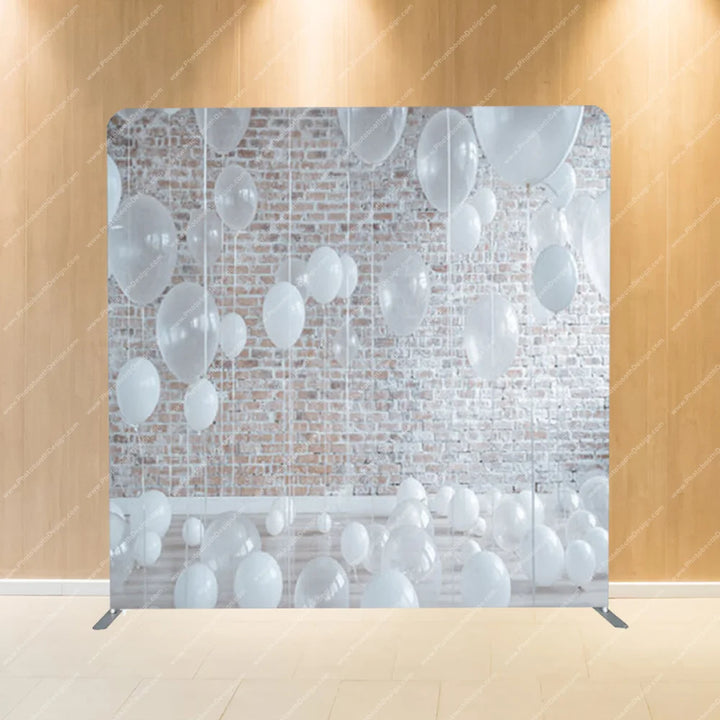 White Balloon Wall Celebration - Pillow Cover Backdrop