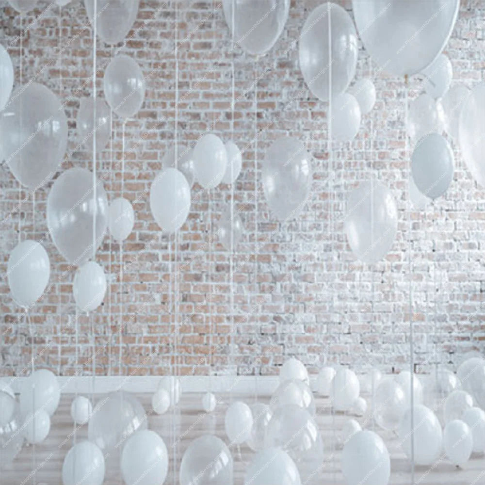 White Balloon Wall Celebration - Pillow Cover Backdrop