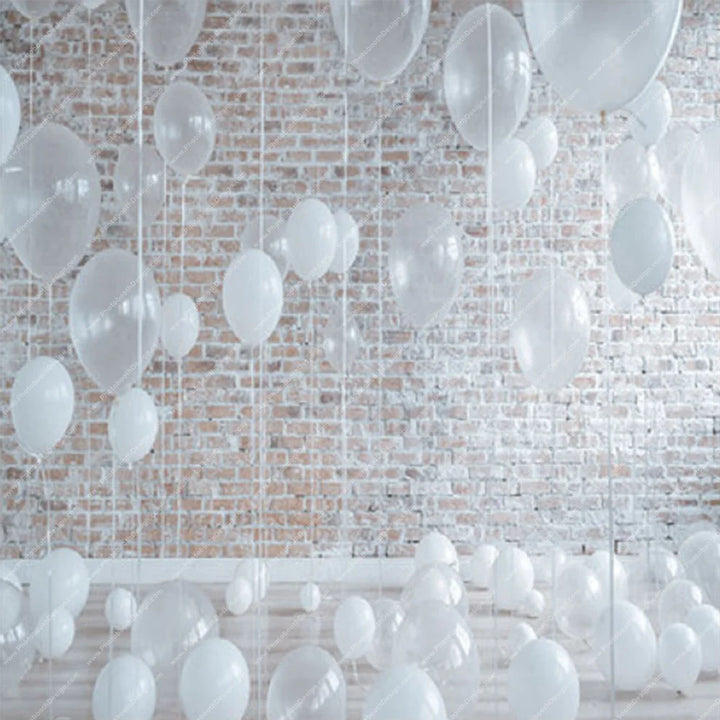 White Balloon Wall Celebration - Pillow Cover Backdrop