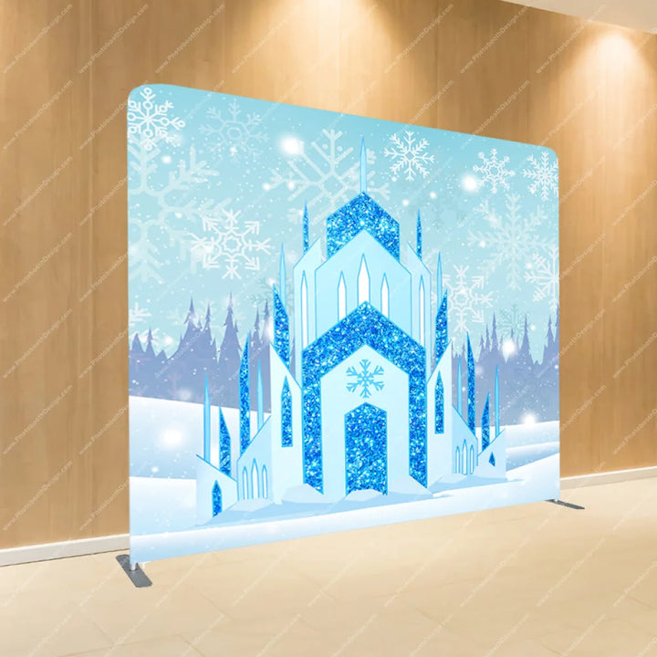 Winter Frozen Castle - Pillow Cover Backdrop Backdrops