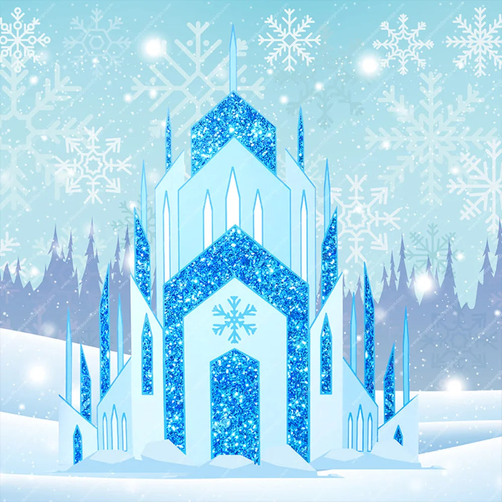 Winter Frozen Castle - Pillow Cover Backdrop Backdrops