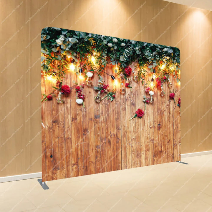 Wood + Garland Lights – Pillow Cover Backdrop