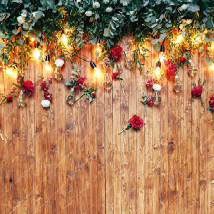 Wood + Garland Lights – Pillow Cover Backdrop