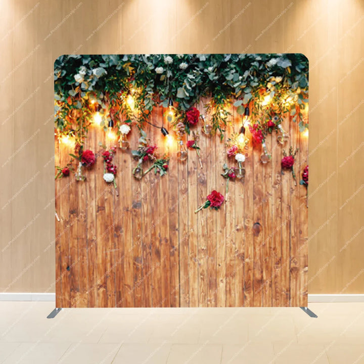 Wood + Garland Lights – Pillow Cover Backdrop