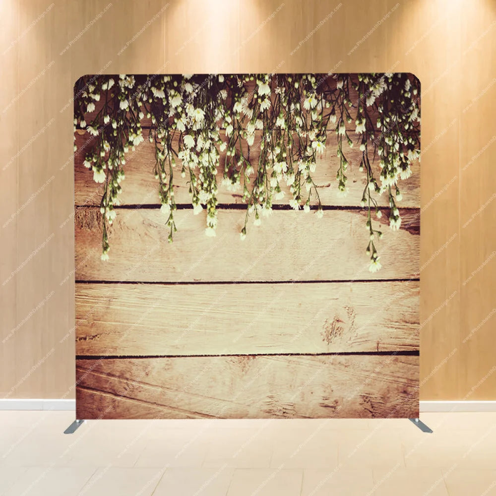 Wooden Rustic White Flowers - Pillow Cover Backdrop Backdrops